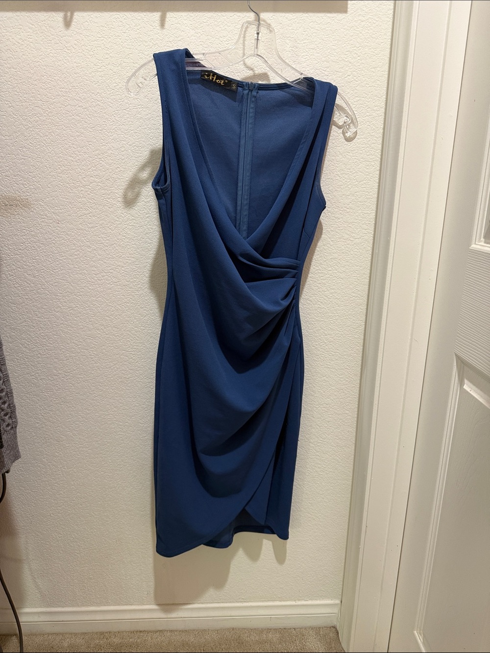 Sleeveless Draped Midi Dress in Deep Blue